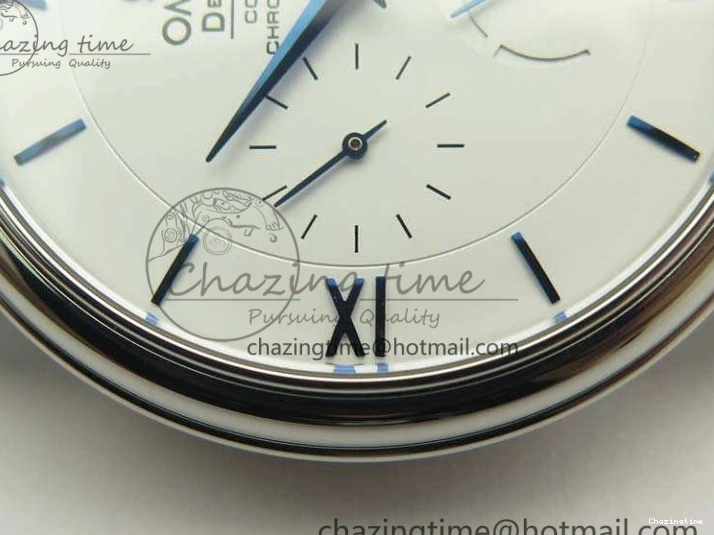 0106 Fashionable De Ville Prestige Real Power Reserve SS TW 1:1 Best Edition White Dial Blue Markers On Leather Strap A 8094